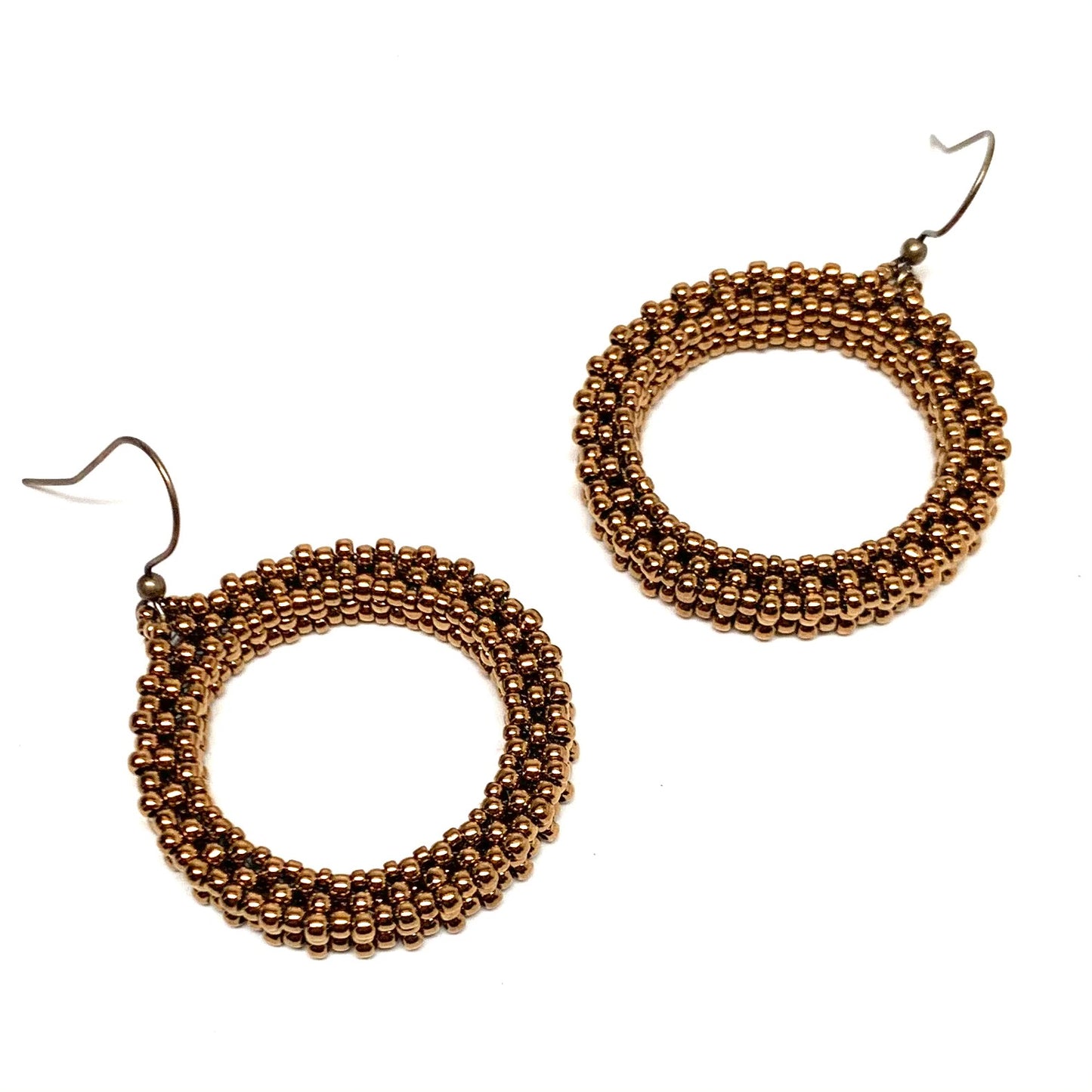 Beaded Hoop Earrings | Dark Gold