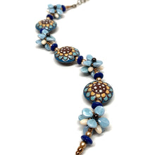 Load image into Gallery viewer, Flores Bracelet | Blue and Cream Flores Beads with Golem beads
