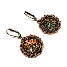 Load image into Gallery viewer, Vintage Czech Button Earrings | Flower | Volcano
