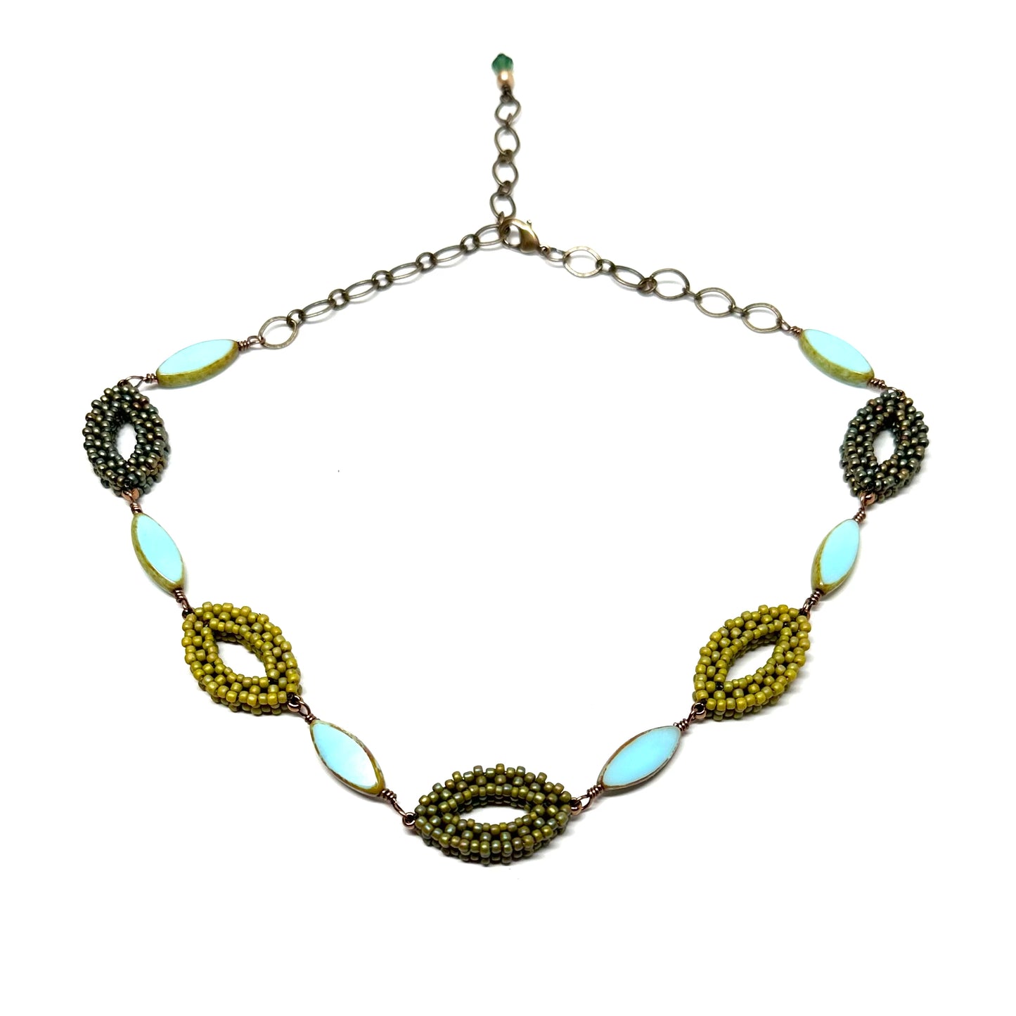 Hojas Link Necklace | Green and Aqua