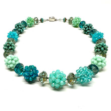 Load image into Gallery viewer, Beaded Bead Necklace | Green and Turquoise
