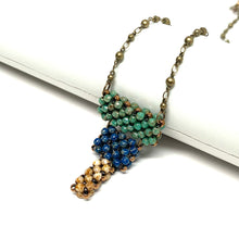 Load image into Gallery viewer, Link Necklace | Three Link Drop | Blue Green Picasso

