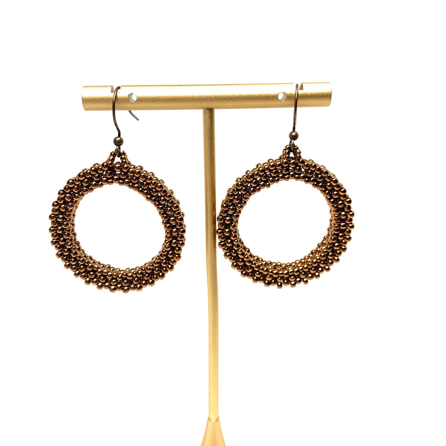 Beaded Hoop Earrings | Dark Gold