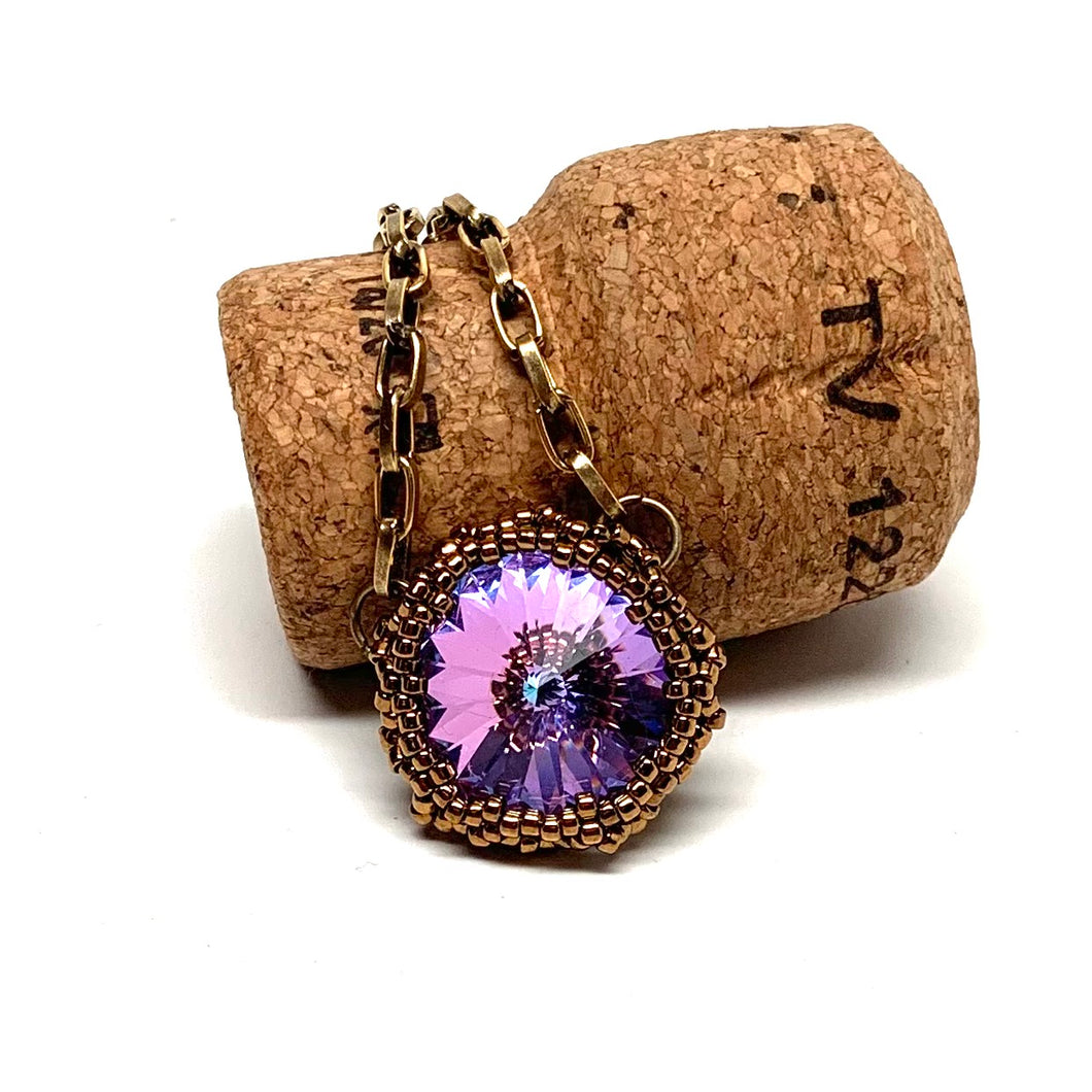 Single Bezel Set Crystal Necklace | Assorted Colors