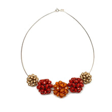 Load image into Gallery viewer, Beaded Bead Necklace | 5 Beads | Warm Tones
