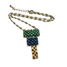 Load image into Gallery viewer, Link Necklace | Three Link Drop | Blue Green Picasso
