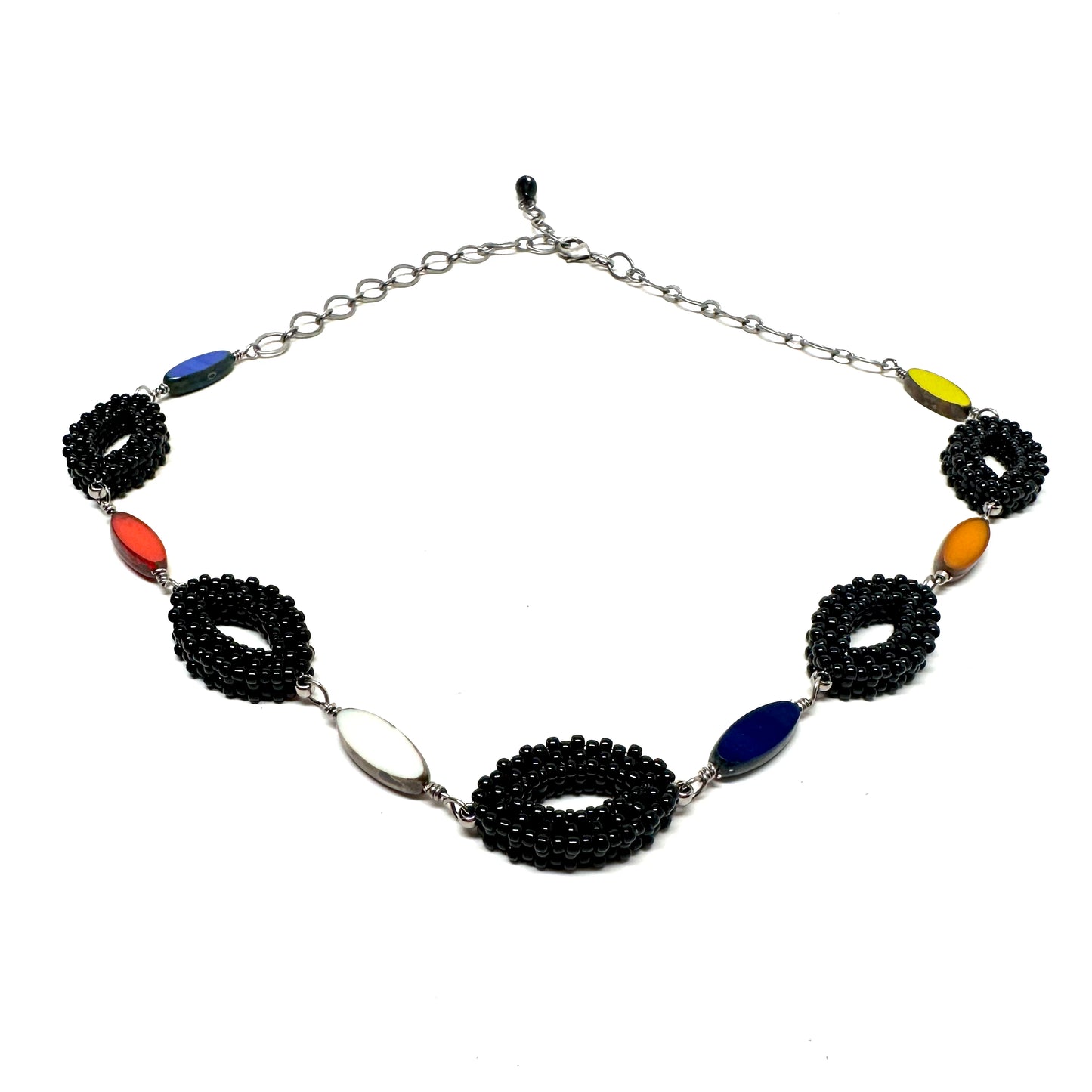 Hojas Link Necklace | Black and Primary Colored Accents