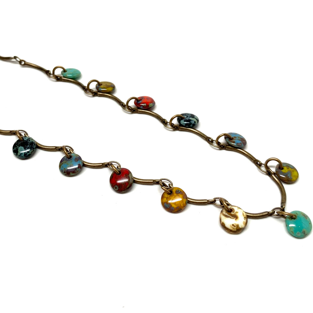 Delicate Drop Necklace | Mixed Picasso Discs on Brass