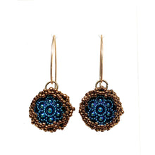 Load image into Gallery viewer, Vintage Style Petite Czech Button Earrings | Lace | Midnight AB
