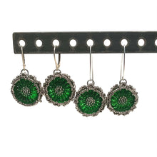 Load image into Gallery viewer, Vintage Czech Button Earrings | Daisy | Kelly Green

